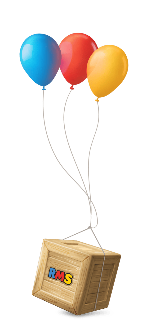 Crate with balloons